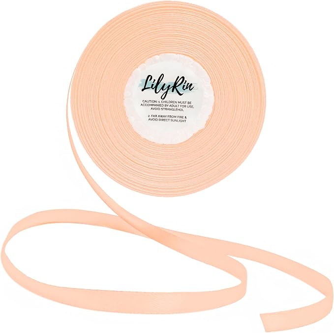 Pale Peach Ribbon 1/4 Inches 36 Yards Satin Roll Perfect by LilyRin