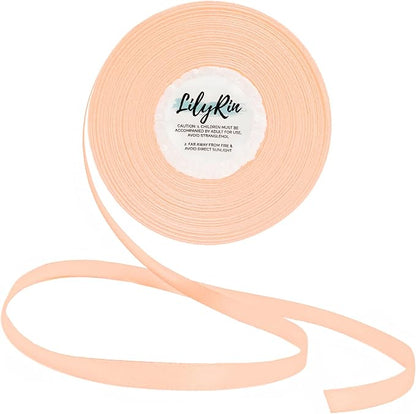 Pale Peach Ribbon 1/4 Inches 36 Yards Satin Roll Perfect by LilyRin