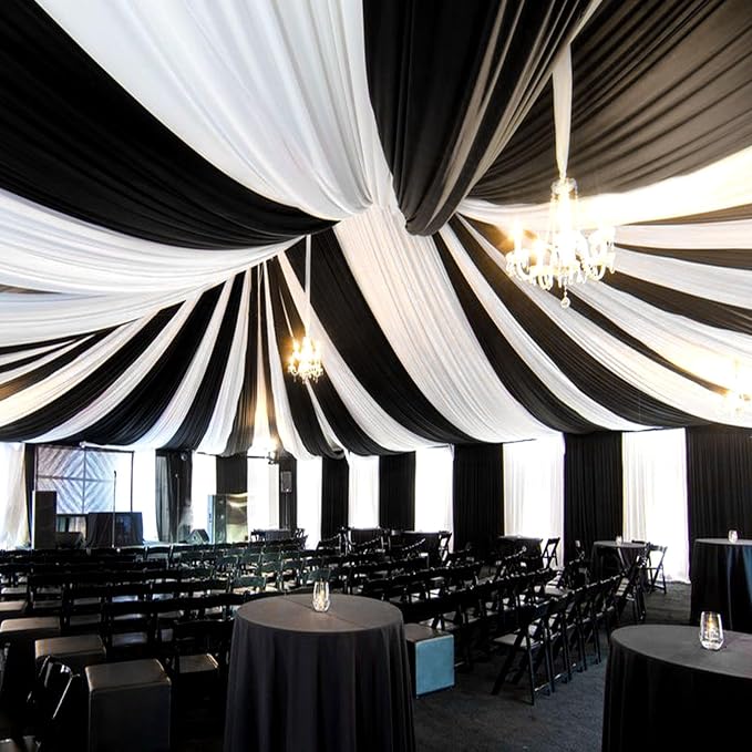 4 Panels Black Ceiling Drapes for Wedding Ceiling Drapes 5ftx20ft Wedding Arch by Showgeous