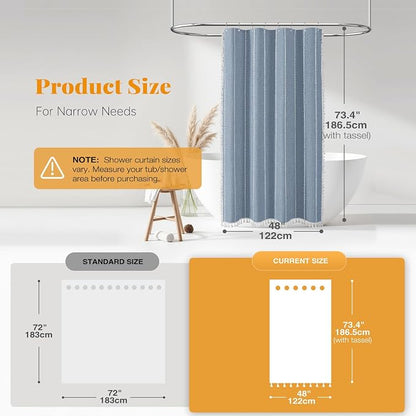 48 x 72 Boho Farmhouse Linen Heavy Duty Cloth Shower Curtain Set, 330GSM Linen - Image 3