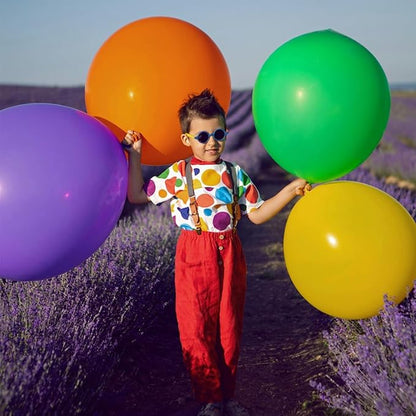 Assorted Rainbow Balloons 10 Pack 36 inch Round Bright Latex Balloons Assorted - Image 3