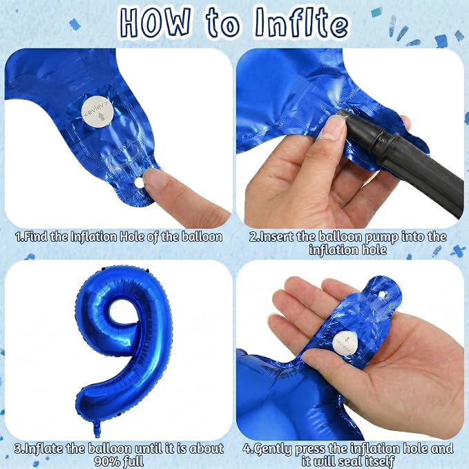 Navy Blue Number 9 Balloon 40 Inch, Foil Digit - Image 5