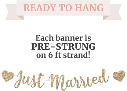 Pre-Strung Just Married Banner - Image 3