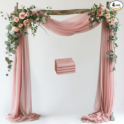 Wedding Arch Draping Fabric Backdrop Drapes 4 Panels, Dusty Rose | 28.7"x20FT by Wokceer