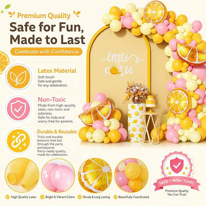143Pcs Lemon Pink and Yellow Balloon Arch Kit, Lemonade Birthday Decor | - Image 7