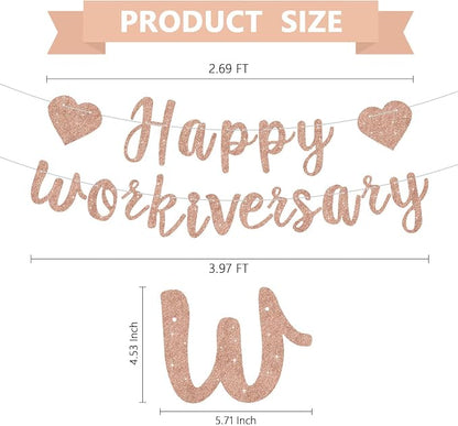 Rose Gold Glitte Happy Workiversary Banner - Image 3