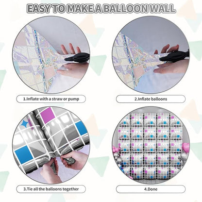 Disco Double Sided Square Foil Balloons Wall, 19 Inches Pink Metallic Foil - Image 6