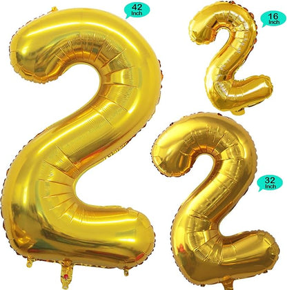 Gold Foil Balloons Number 2, Huge Number Balloons - Image 2