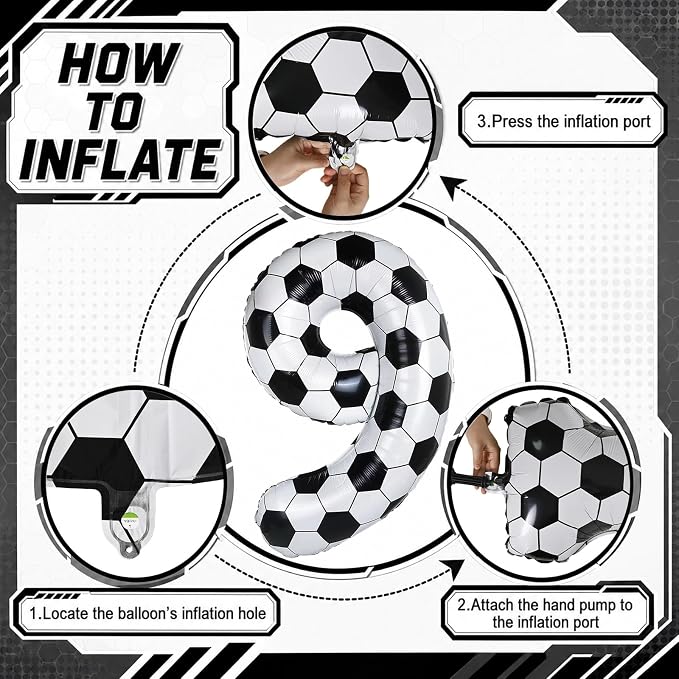 Big Soccer 9 Balloons, 9th Birthday Decorations - Image 8