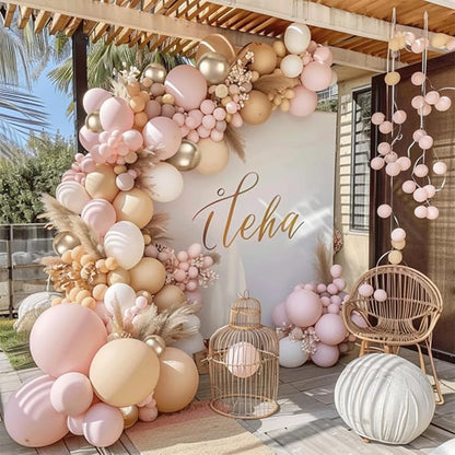 Dusty Pink Gold White Nude Balloons Arch Kit, Party Decor. | Light by Bloces