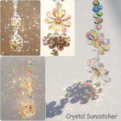 Crystal Flower Suncatcher Hanging Ornament, Rainbow Maker Window Sun Catcher - Image 6