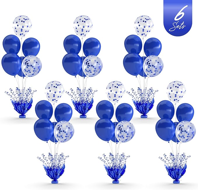 Royal Blue Balloon Table Centerpiece Kit, 6 Set Blue Balloon Stands by Besutolife