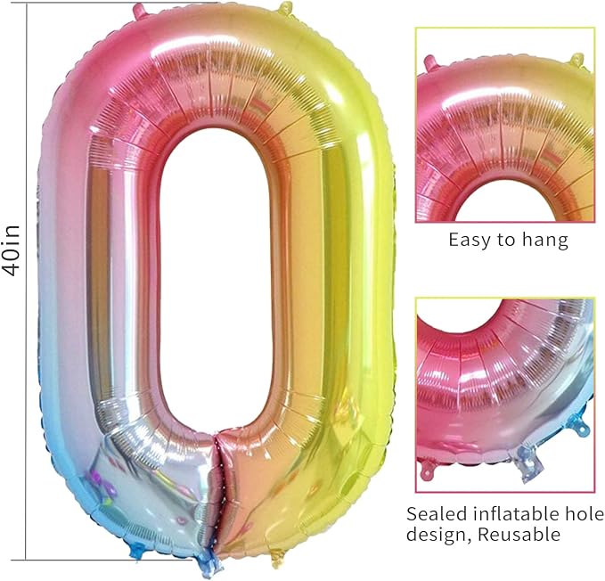 40 Inch Number Balloons 0-9 Rainbow Gradient Large Number 9 Balloons, Digital - Image 3