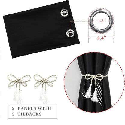 Silver and Black Blackout Curtains 2 Panels Set Thermal Insulated Window - Image 5