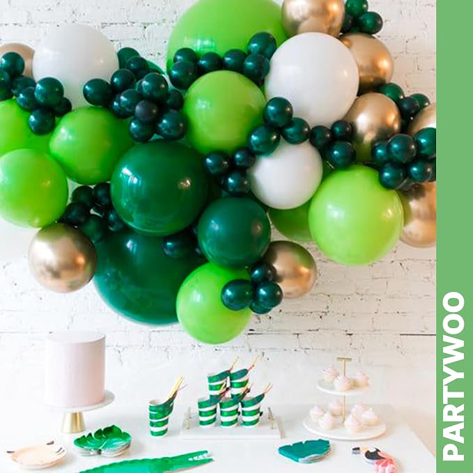 PartyWoo Black Gold and Green Balloons 66pcs Black Gold Green Balloons | - Image 9