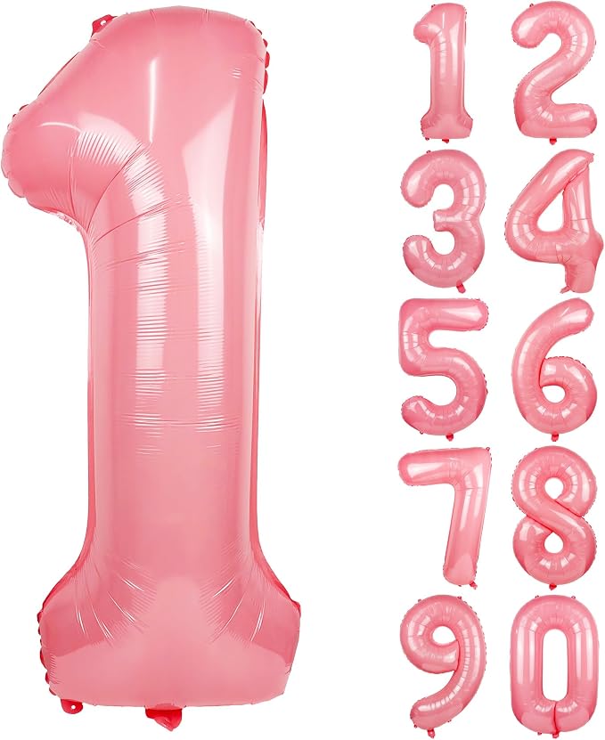 Macaron Pink Number 1 Balloon 40in Large Helium Foil Polyester Film Balloon | by Exquisitehighqualitypartydecorationstomeetyoureveryneed%EF%BC%81