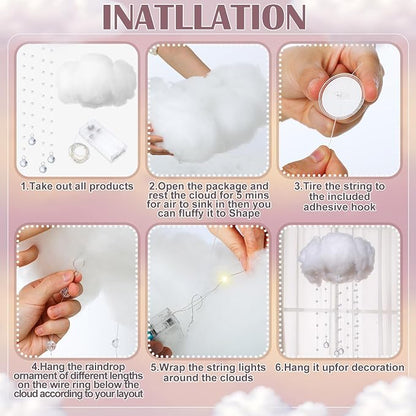 Marsui Artificial Cloud Props LED Hanging Cloud Light String Fake Imitation 3D - Image 3