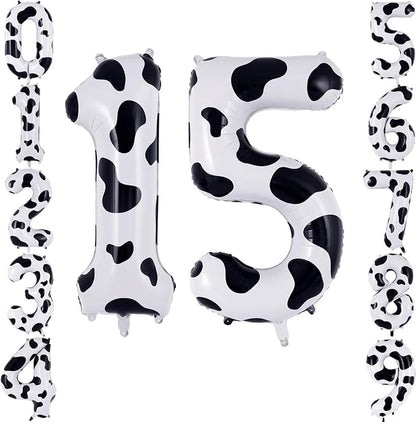 40 Inch Cow Print Number 15 Balloon by TNCDJKPA