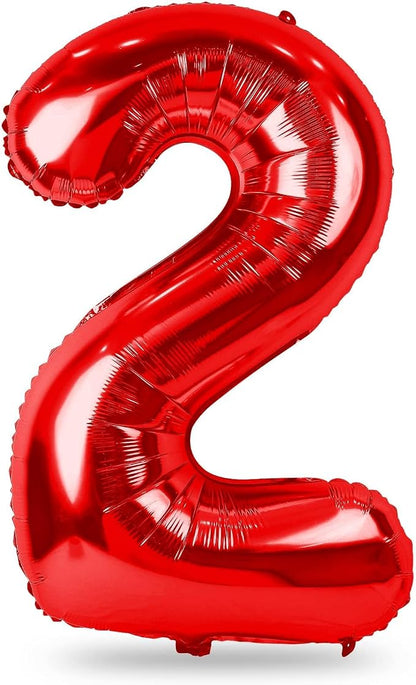 Red 2 Balloons, 40 Inch Giant Helium Foil Number 0-9 by Lingqiang