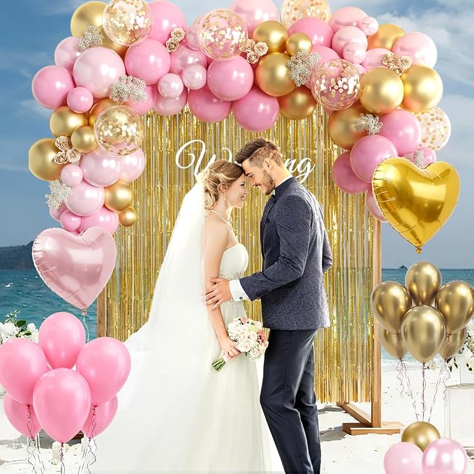 157PCS Pink and Gold Balloons Garland Arch Kit - Image 4