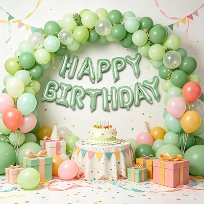TONIFUL 16 Inch Sage Green Happy Birthday Foil Balloons | Mylar Letter Birthday - Image 5