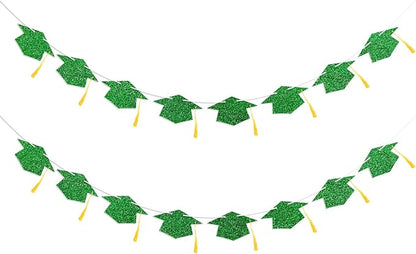 Graduation Decorations Class of 2026 Green Graduation Cap Banner by Blopee