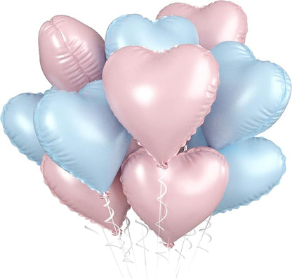 Pink Blue Heart Balloons, 18 Inch Pastel Blue Pink Foil Balloons, 18 Inch Light by BIAPIAN