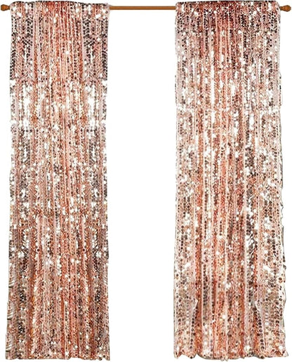 Big Sequin Rose Gold Drapes Curtains Panels Payette Sequin Backdrop Curtains - Image 5