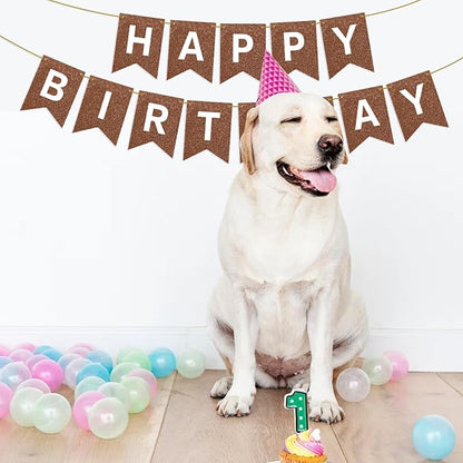 Hooqict Happy Birthday Banner Brown Birthday Party Decorations Backdrop - Image 9