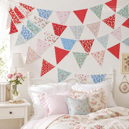 G2PLUS 39Ft Triangle Bunting Banner, Reusable Red White Blue Fabric Triangle - Image 6
