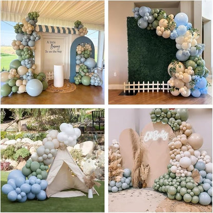 Sage Green and Blue Balloons, Baby Boy Shower Balloons - Image 9
