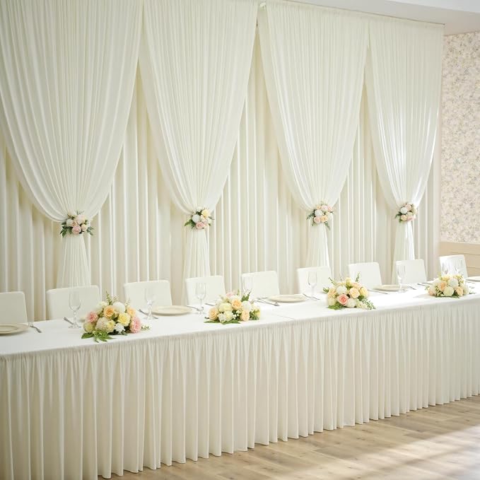 60×12ft Wrinkle Free Ivory Backdrop Curtain - Image 7