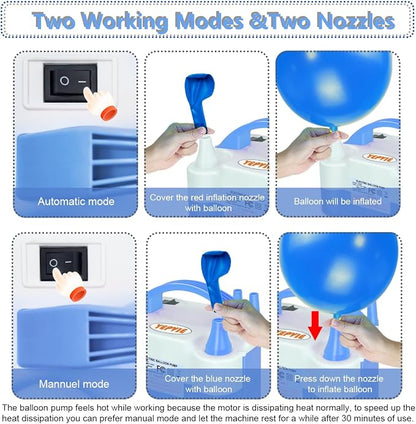 Electric Balloon Pump, Portable 2 Modes Balloon Blower Machine - Image 3