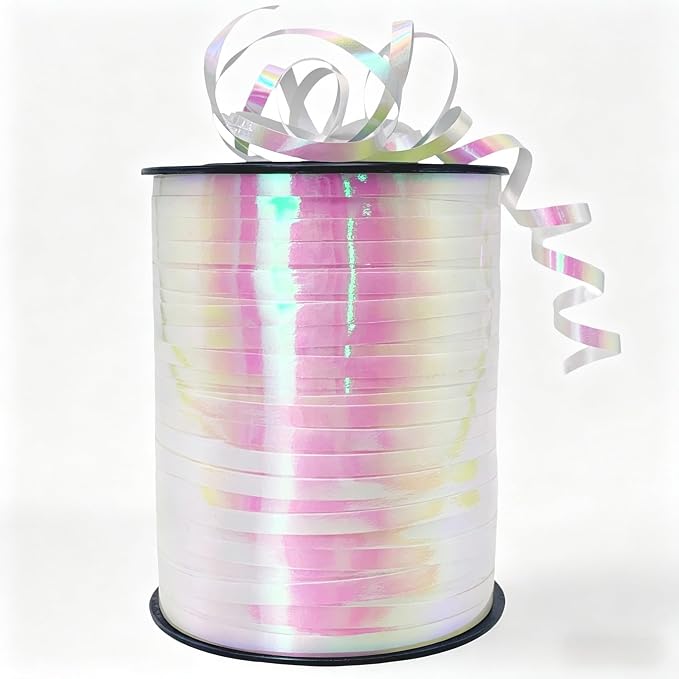 500 Yards Iridescent White Curling Ribbon, Balloon String Gift Wrap Ribbons | by Winjeto
