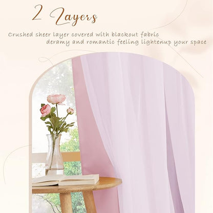 PONY DANCE Short Pink Curtains, 52 W x 63 L, Light Pink - Image 5
