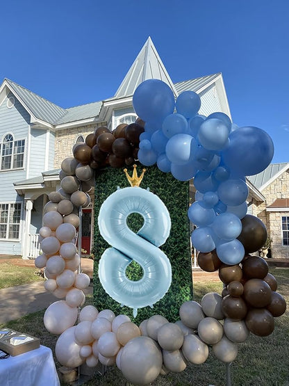 Number 8 Foil Balloon with Crown, 40-Inch Light Blue | Light blue number 8 foil - Image 4