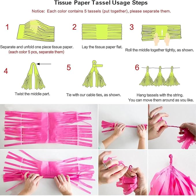 We Moment Green Blue and Light Blue Tissue Paper Tassels Party Tassel Garland - Image 5