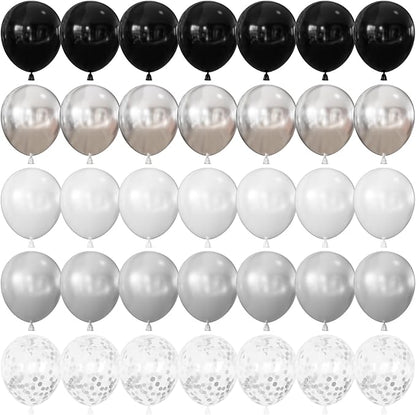 Black and Silver Balloons, Glitter Confetti Latex Balloon by Adeyoo