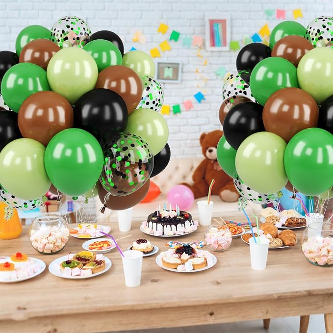 Green and Brown Balloons, Dark Emerald Green Confetti Balloon - Image 7