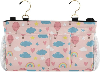 Hot Air Balloon Rainbow Pattern Bedside Caddy Storage Bag Bedside Organizer - Image 2