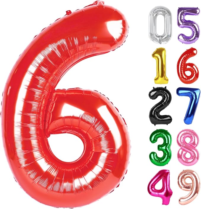 Red Number 6 Balloon 40 Inch, 6th Birthday Party Decorations Men Women | Foil by IWERP