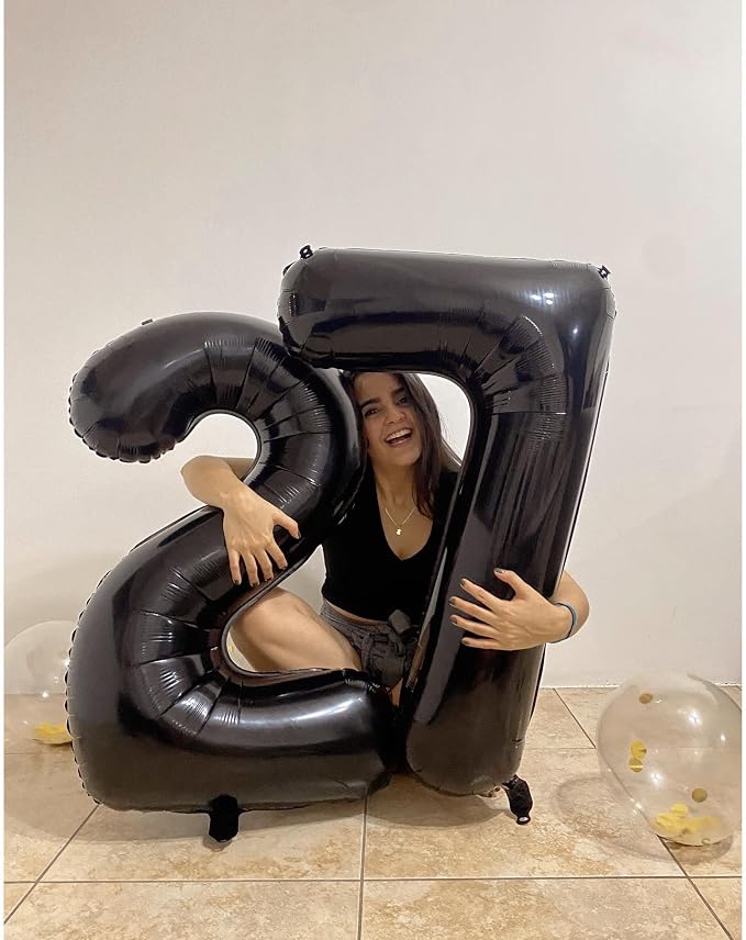 2 Balloon - Black Birthday Number Balloons, 40 Inch Decorations Men Women | - Image 3