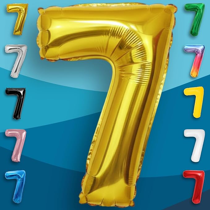 Gold Number Balloon 7 Mylar Foil Balloons 16 inch - Image 3
