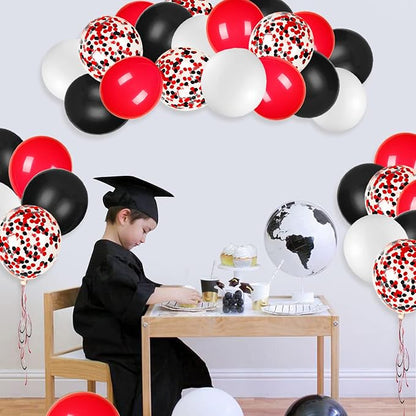 80Pcs Red White and Black Latex Balloons - Image 6