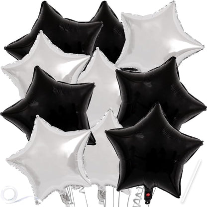 Black Silver Star Balloons 18 Inch by VHUWE
