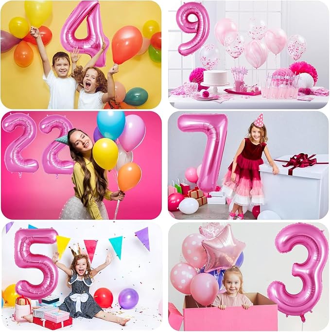 Pink Number Balloons, Large Hot pink Number 0 Balloon 40 Inch Pink 0 Balloon - Image 6