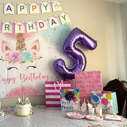 40 Inch Purple Number Balloons, Giant Self Inflating Foil Girls 5th Birthday - Image 7