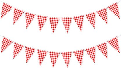 VILIFEVER 2 Pieces Red and White Checkered Banner BBQ Party Decorations | by VILIFEVER