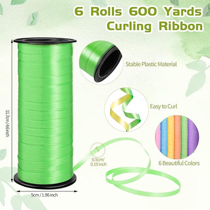 woric 6 Rolls Curling Ribbon 1800 Feet Colorful Balloon String Ribbons | Easy - Image 2