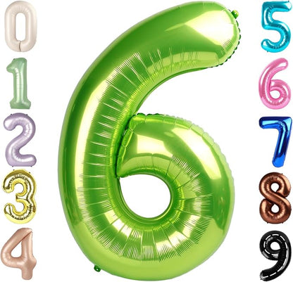 6 Balloon Numbers, 40In Green Balloons by Mluchee